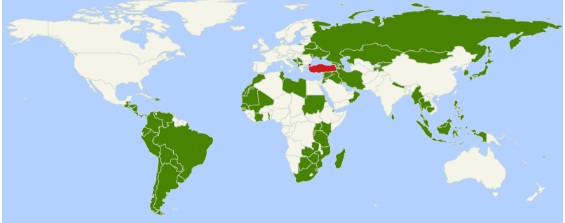 Turkish Passport Visa-Free Visa on arrival eVisa Map